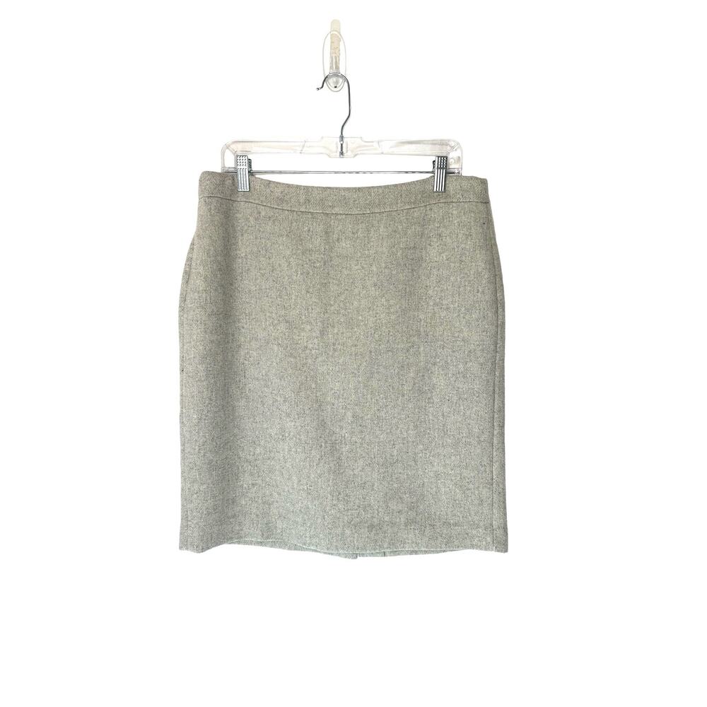J.Crew Pencil Skirt Gray Office Work Career Business Double‎ Serge Wool Size 10